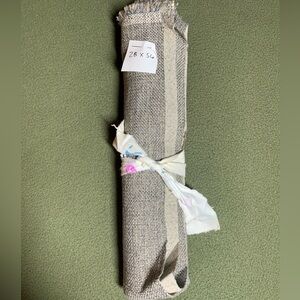 New gray and tan textured upholstery fabric. Size is 28” x 56”.